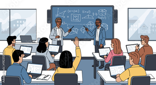 Students and Teachers in Computer Classroom.