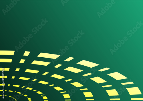 abstract green background with yellow circles,  digital waves or diffusion of light