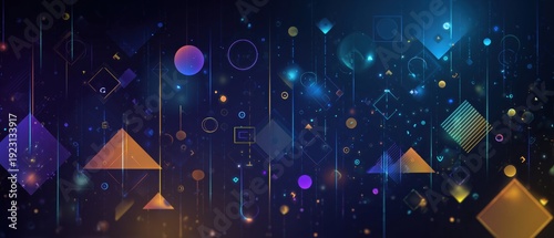 Wallpaper Mural abstract digital background with geometric shapes and glowing lights, symbolizing the concept of ai technology for business or tech concepts Generative AI Torontodigital.ca