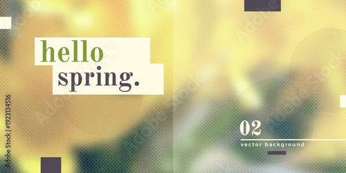 Spring abstract blurred textured background. Yellow flowers, grain dot texture. Vector template design