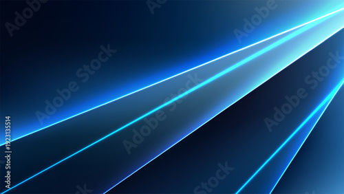 Abstract blue light beams on dark background futuristic neon lines and high technology for digital corporate wallpaper and modern science presentation