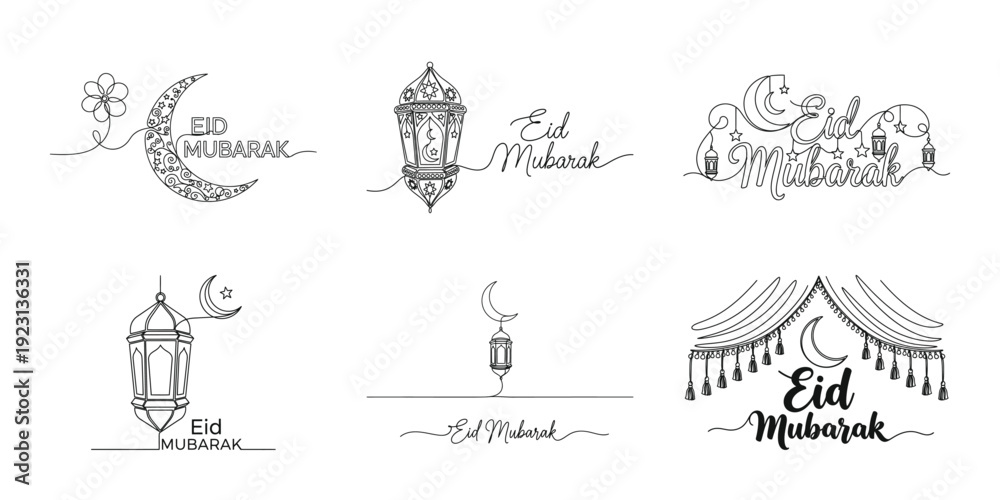 Obraz premium Eid Mubarak celebration elements bundle collection for festive design