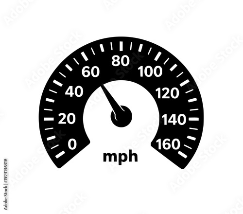 Car Speedometer 60 MPH Black Silhouette Vector Illustration