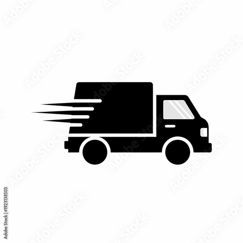 A high-speed delivery truck symbolizing swift transportation. The truck, illustrated with motion lines, suggests rapid and efficient delivery services
