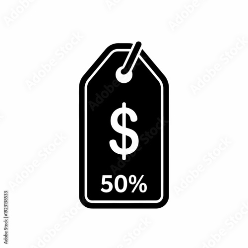 Discount Sale Tag with 50% Off and Dollar Sign 