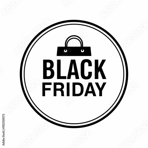 Black Friday shopping bag icon, promoting sales and discounts