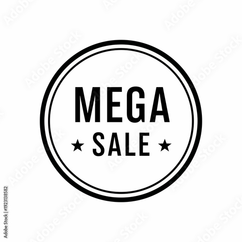 A MEGA SALE badge in a circular design