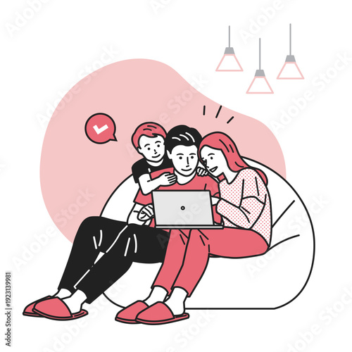 パソコンで入力や申込みをしている家族