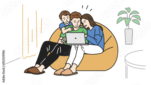 パソコンをしている家族