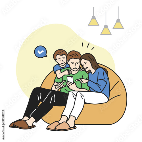 スマホで入力や申込みをしている家族