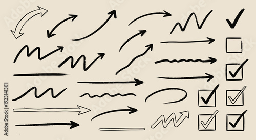 Hand drawn arrows and checkmarks for design elements