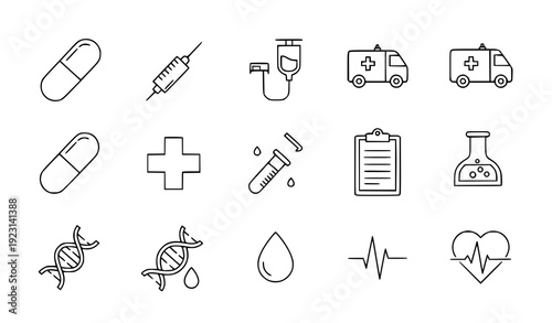Modern filled healthcare and pharmacy icon collection vector isolated on transparent background