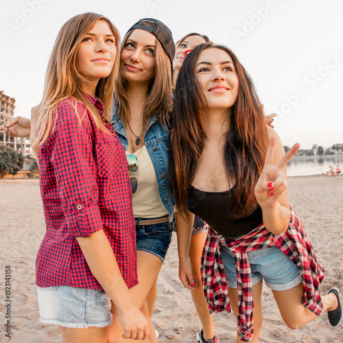 Friends have fun together outdoors