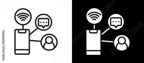 Communication Channels Whiteblack icon
