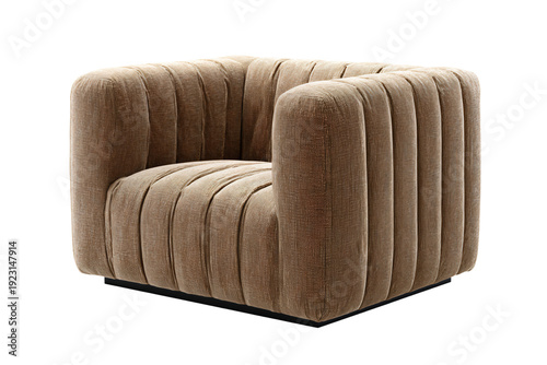 Modern Brown Armchair with Vertical Stitching