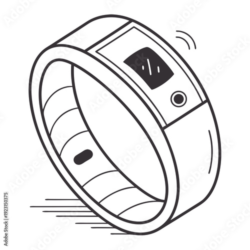 A fitness tracker with a digital display is shown