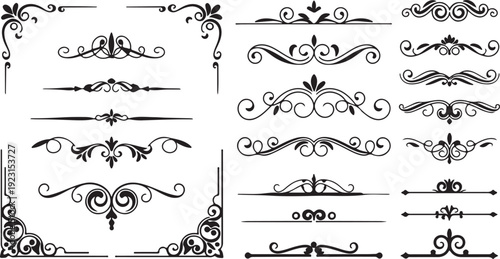 Intricate black and white ornamental designs for creative projects and decorations Vector