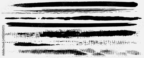 Set of Hand Drawn Grunge Brush Smears, Hand Drawn Grunge Brush vector, Black vector brush strokes collection.  brush Black paint spots vector.