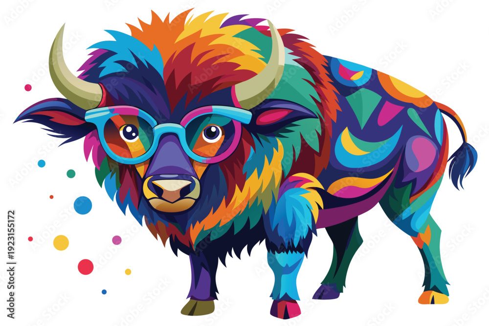 Naklejka premium Colorful artistic bison vector illustrate 