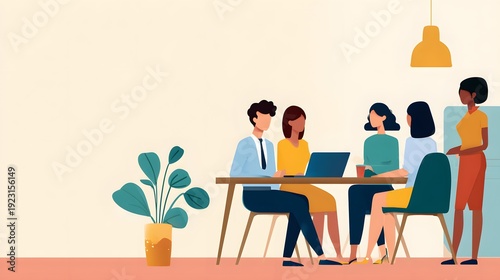 Collaboration in the Meeting: Colleagues convene in a light-filled meeting, the air buzzing with ideas and the promise of growth and innovation.