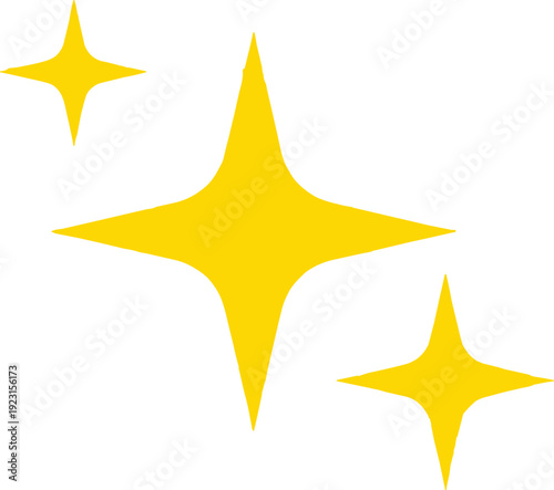 Yellow sparkling stars, shining glitter icons, magic glow elements, twinkle effect symbols, golden burst vector for stock illustration content