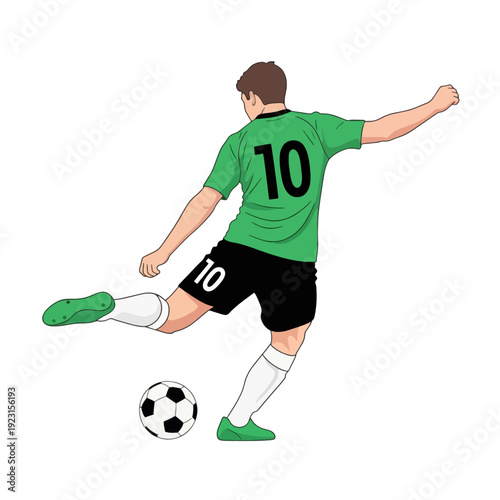 Vector illustration of a soccer player about to strike the ball with their dominant foot during an intense game moment