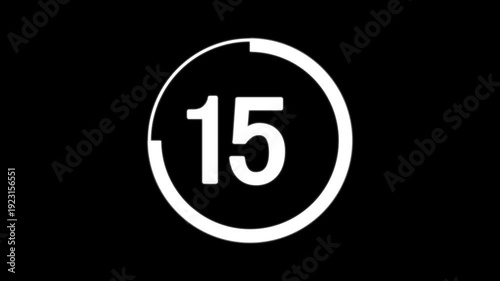 20 second countdown timer animation from 20 seconds to 0 seconds on a transparent background. Modern flat design with animation. High quality 4K video.