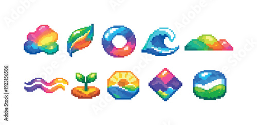 Nature, ecology 3d icon set. Organic, environment, sustainability icons collection