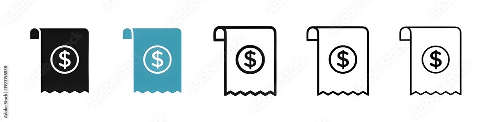 Fototapeta premium Invoice Icon. Pay Tax Receipt Vector Icon, Order Total Bill Paper Pictogram, Payroll Document Vector Icon for UI Designs. Thin line customizable illustration. Contour symbol. Vector isolated outline 