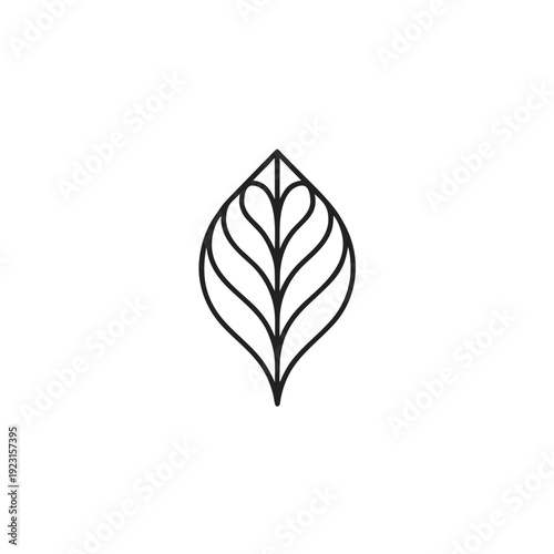 A simple line drawing of a leaf