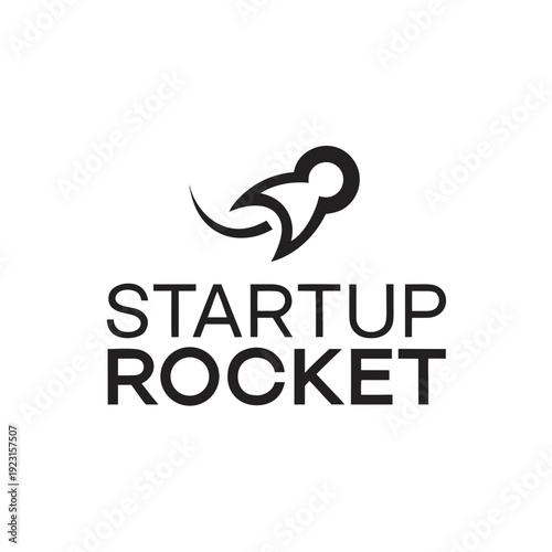 Startup rocket logo with a black and white color scheme