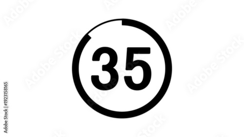 Minimal countdown timer animation from 40 to 0 seconds. Modern flat design with animation. High quality 4K video.