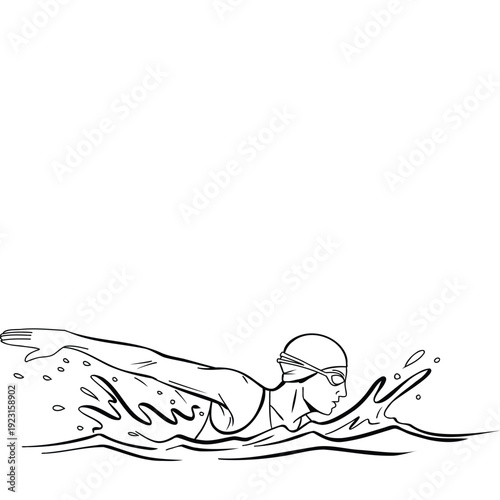 Freestyle Swimmer Advancing Through Water Motion