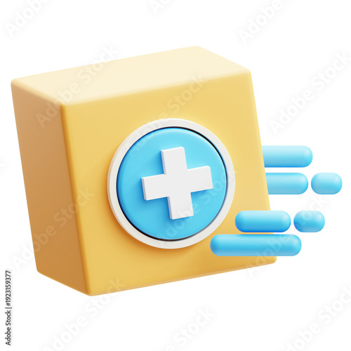 3d Illustration of Fast Medicine Delivery Medical Box