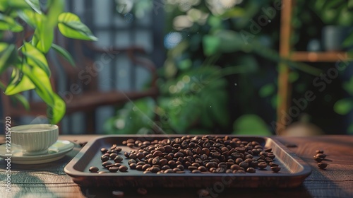 A photo of freshly roasted coffee beans