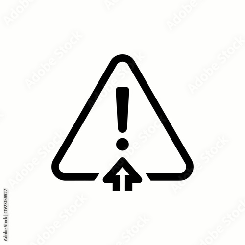 Warning attention symbol with an exclamation point and an upward arrow, signifying a critical alert