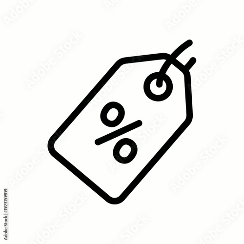 A simple graphic of a discount tag with a percentage symbol, perfect for e-commerce, sales, and promotional materials. 