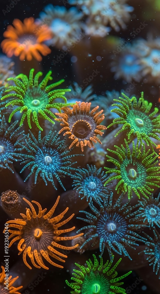 Obraz premium Vibrant Coral Reef with Colorful Sea Anemones.