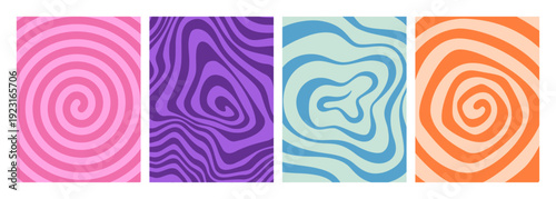 Swirl Groovy Psychedelic Spiral Pattern. Vector Abstract Twirl Vortex Background. Retro Circle Optical Illusion Texture. Halloween Bg Graphic Design.