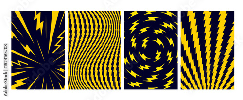 Thunder Bolt Comic Backgrounds. Energy Lightning Electric Line Pattern. Flash Speed Power Effect. Vector Abstract Comic Zig Zag Thunderbolt Texture.