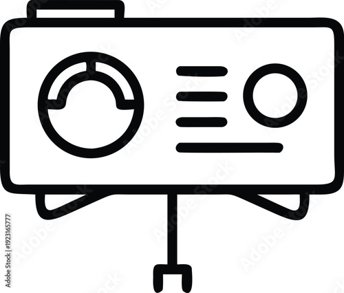 Projector device icon for business presentations and cinematic media display visualization