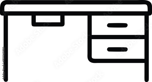 Desk simple line icon vector illustration furniture office interior and home workspace furniture