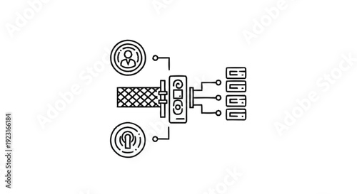 Abstract representation of data processing and user connection.