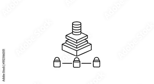 Abstract representation of data storage and network connections.