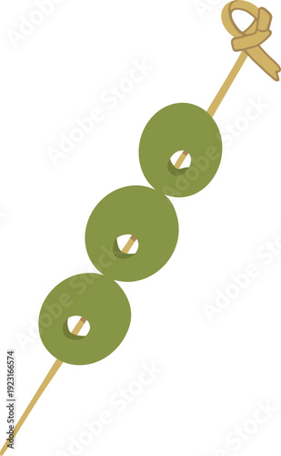 Olives on a skewer Green Olives hand-drawn vector illustration