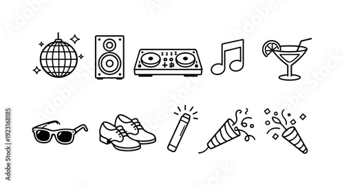 Food and drink icon set. Line style collection for restaurants, cafes, menu designs