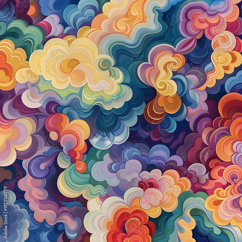 Colorful Abstract Swirl Repeating Pattern Seamless Tile Design