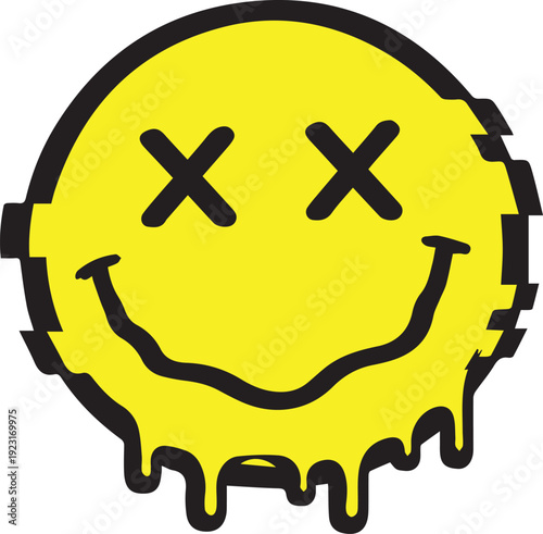 Melting Glitch Smiley Face Illustration