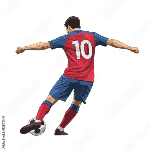 Vector illustration of a soccer player passing the ball precisely to a teammate during an intense game moment