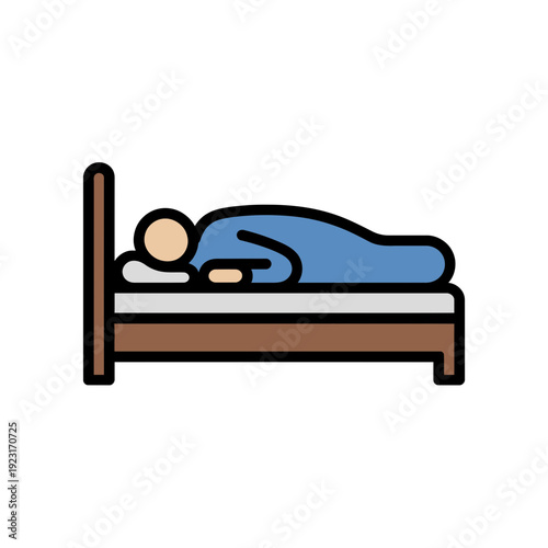 A person sleeping peacefully in bed, a minimalist vector illustration of a human resting